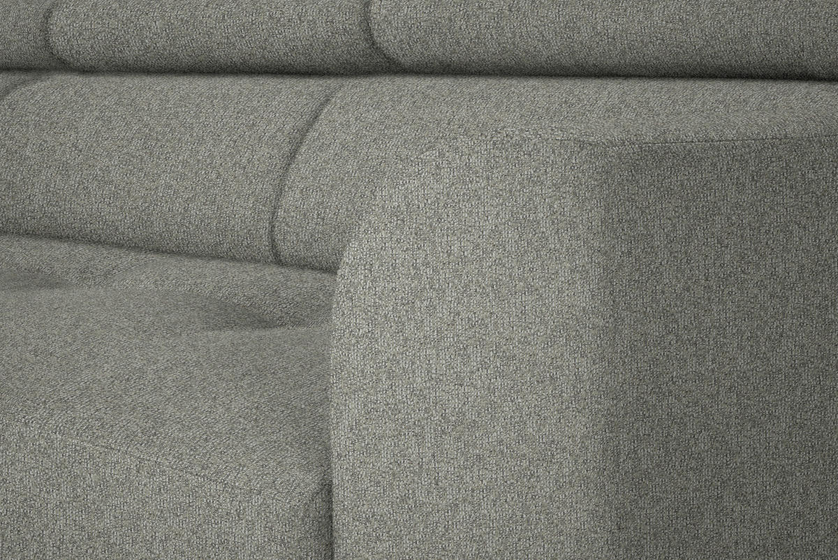 ECKSOFA in Struktur Hellgrau  205/280 cm  - Hellgrau/Schwarz, Design, Textil/Metall (205/280cm) - Xora