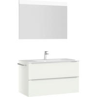 BADEZIMMER 3-teilig  in 101 cm  - Edelstahlfarben/Weiß, MODERN, Holzwerkstoff/Stein (101cm) - Nobilia