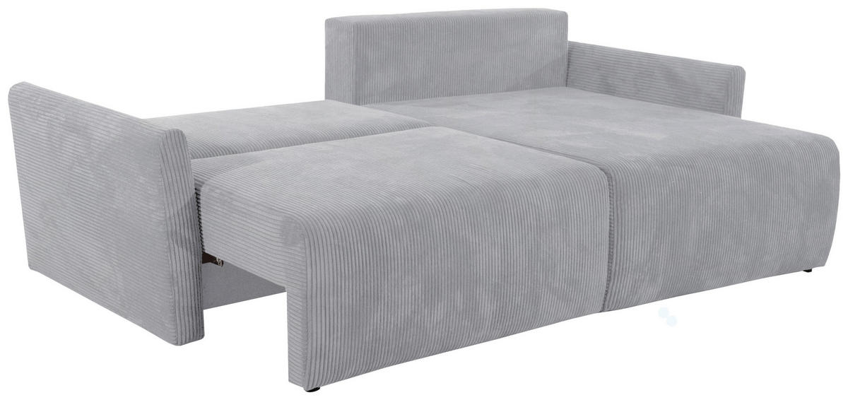 ECKSOFA in Cord Hellgrau  - Hellgrau/Schwarz, Konventionell, Kunststoff/Textil (228/146cm) - MID.YOU