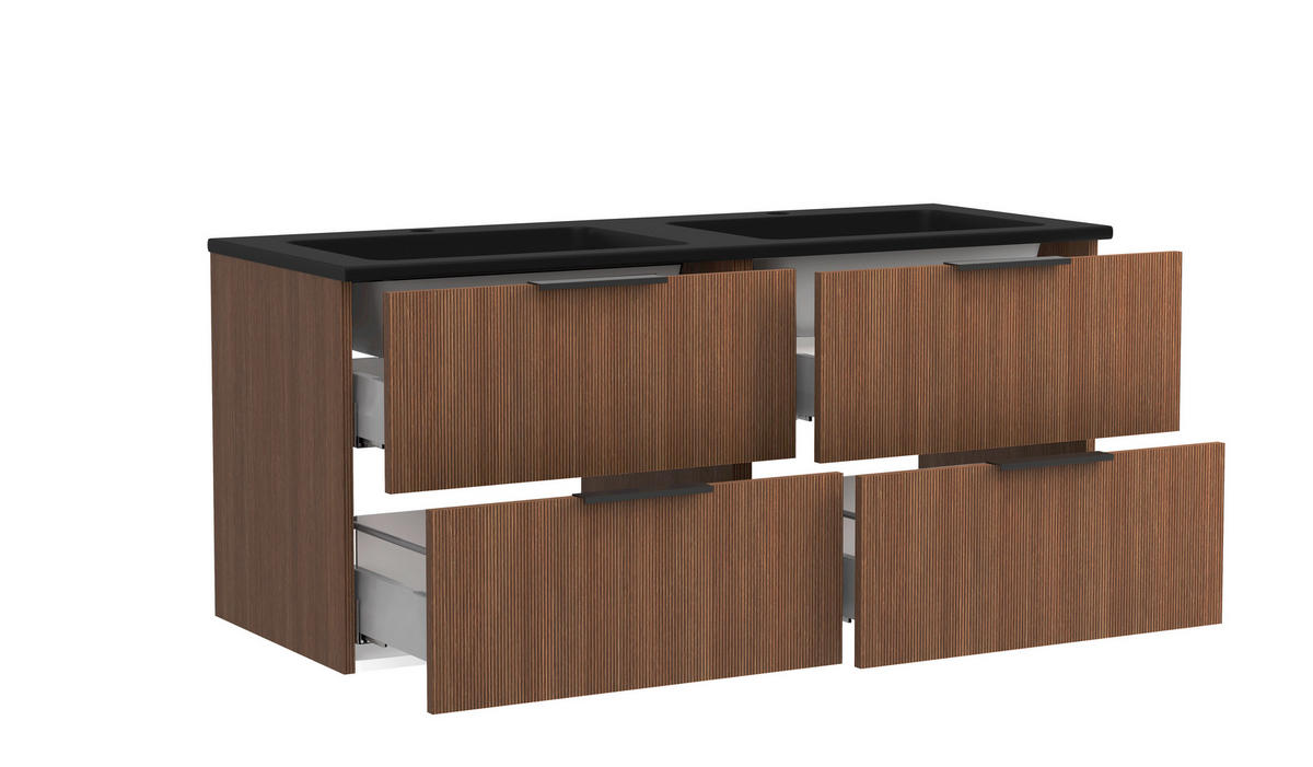 BADEZIMMER 3-teilig  in 120 cm  - Dunkelbraun/Schwarz, Natur, Glas/Holzwerkstoff (120cm) - Held