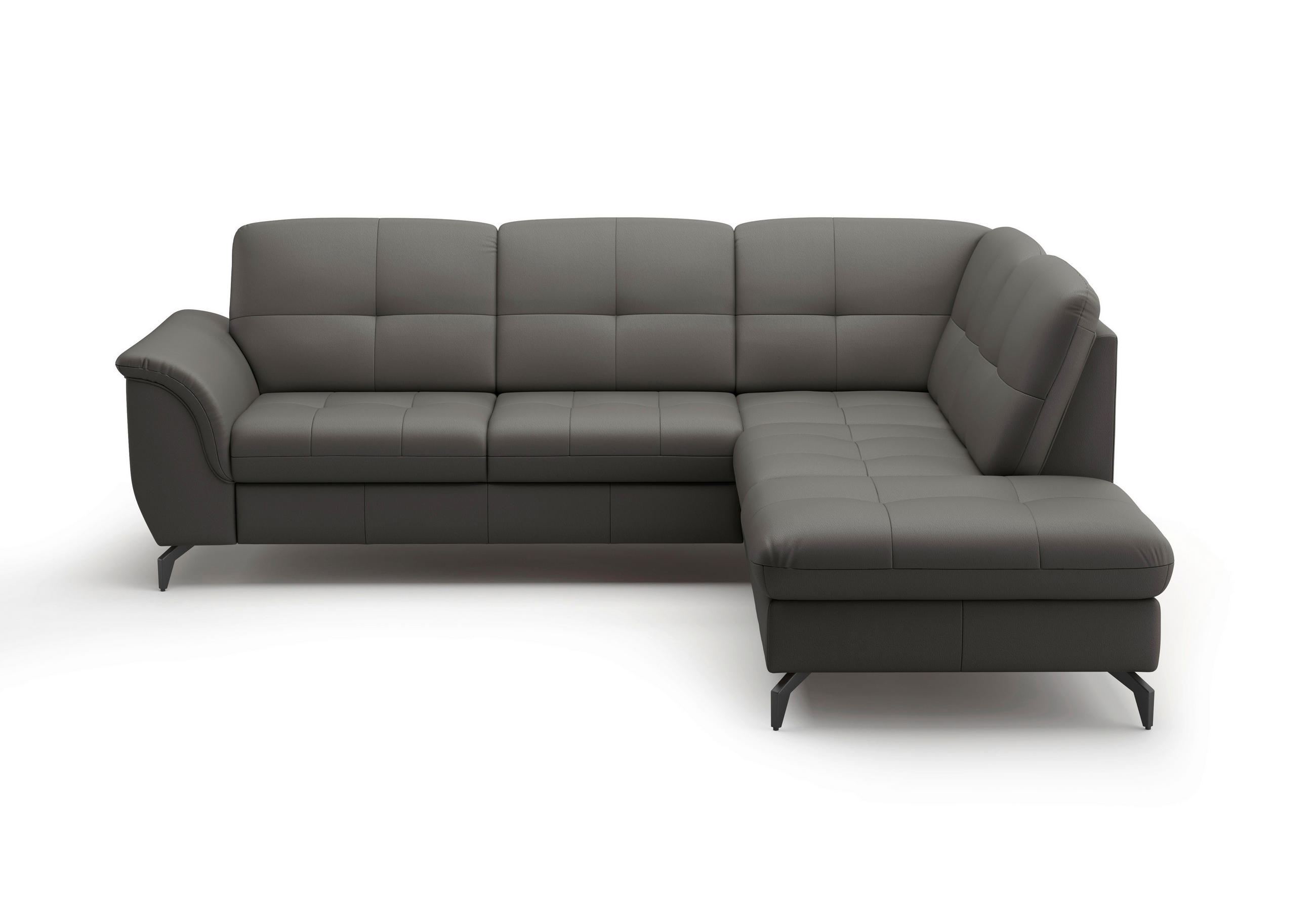 ECKSOFA in Echtleder Anthrazit  244/212 cm  - Anthrazit/Schwarz, MODERN, Leder/Metall (244/212cm) - Sit & More