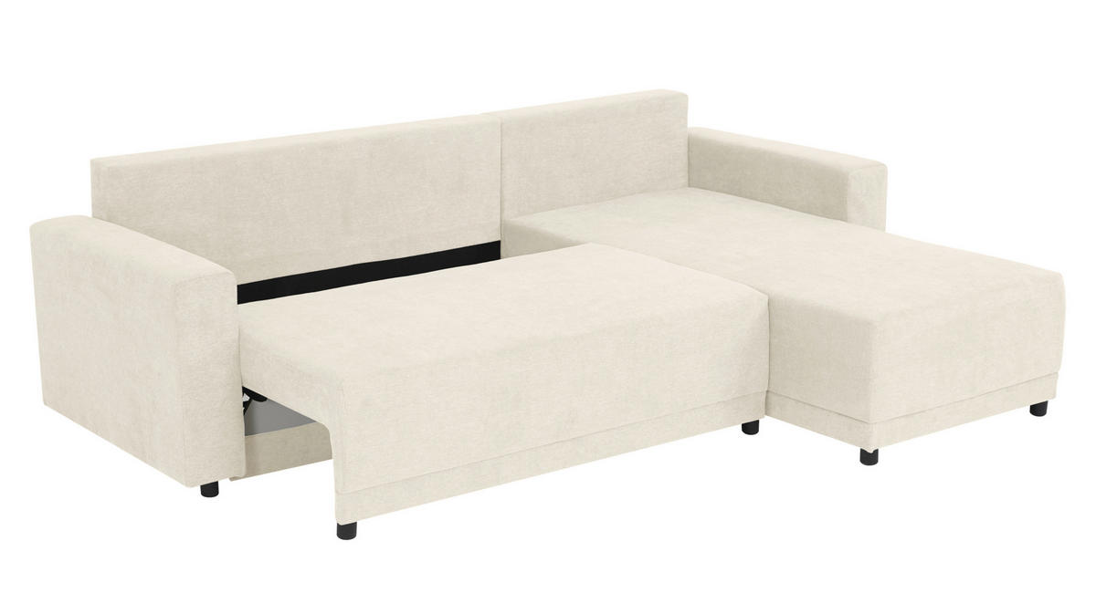 ECKSOFA in Mikrofaser Creme  178/248 cm  - Creme/Schwarz, Design, Kunststoff/Textil (178/248cm) - MID.YOU