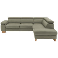 ECKSOFA in Mikrofaser Grün  - Eichefarben/Beige, Lifestyle, Holz/Textil (226/273cm) - Beldomo System