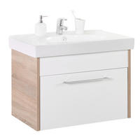 WASCHTISCHUNTERSCHRANK 75/51,5/47 cm  - Weiss Hochglanz/Chromfarben, Design, Holzwerkstoff/Metall (75/51,5/47cm) - Xora