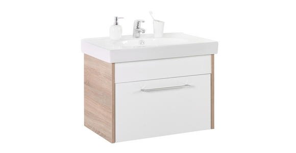 WASCHTISCHUNTERSCHRANK 75/51,5/47 cm - Chromfarben/Weiß Hochglanz, Design, Holzwerkstoff/Metall (75/51,5/47cm) - Xora