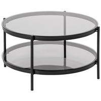 COUCHTISCH Rauchglas 75/75/42 cm rund Schwarz  - Schwarz, KONVENTIONELL, Glas/Metall (75/75/42cm) - MID.YOU