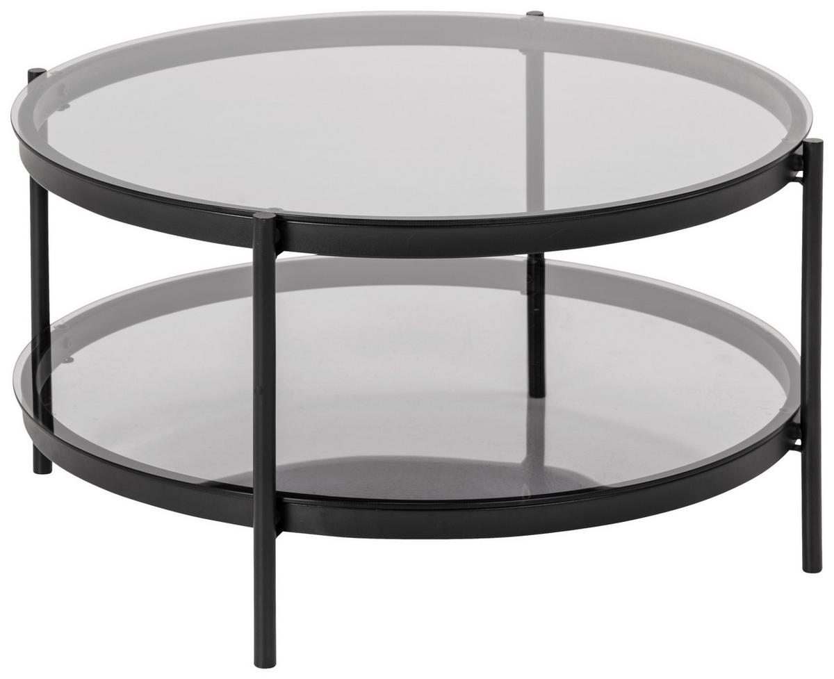 COUCHTISCH Rauchglas 75/75/42 cm rund Schwarz  - Schwarz, KONVENTIONELL, Glas/Metall (75/75/42cm) - MID.YOU
