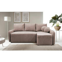 ECKSOFA in Struktur, Bouclé Rosa  - Schwarz/Rosa, Design, Kunststoff/Textil (209/143cm) - MID.YOU