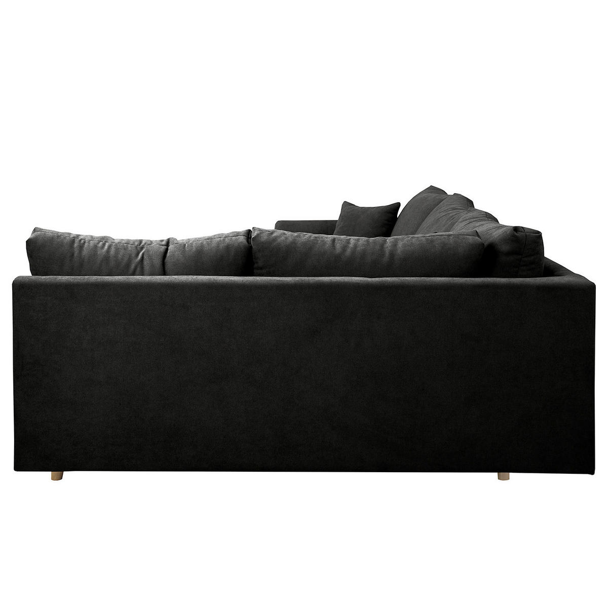 ECKSOFA Mikrofaser Schwarz  - Schwarz/Naturfarben, Design, Holz/Textil (231/161cm) - Livetastic