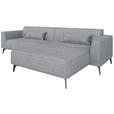 ECKSOFA  in Chenille Grau Rückenkissen  300/190 cm  - Hellbraun/Schwarz, MODERN, Textil/Metall (300/190cm) - Carryhome