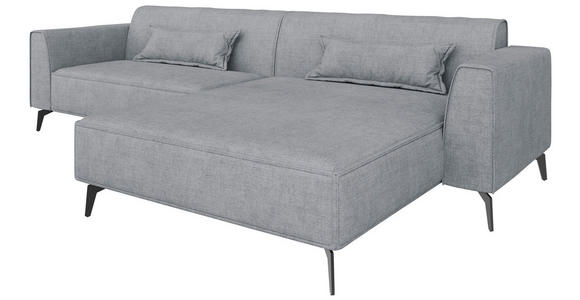 ECKSOFA  in Chenille Grau Rückenkissen  300/190 cm  - Hellbraun/Schwarz, MODERN, Textil/Metall (300/190cm) - Carryhome