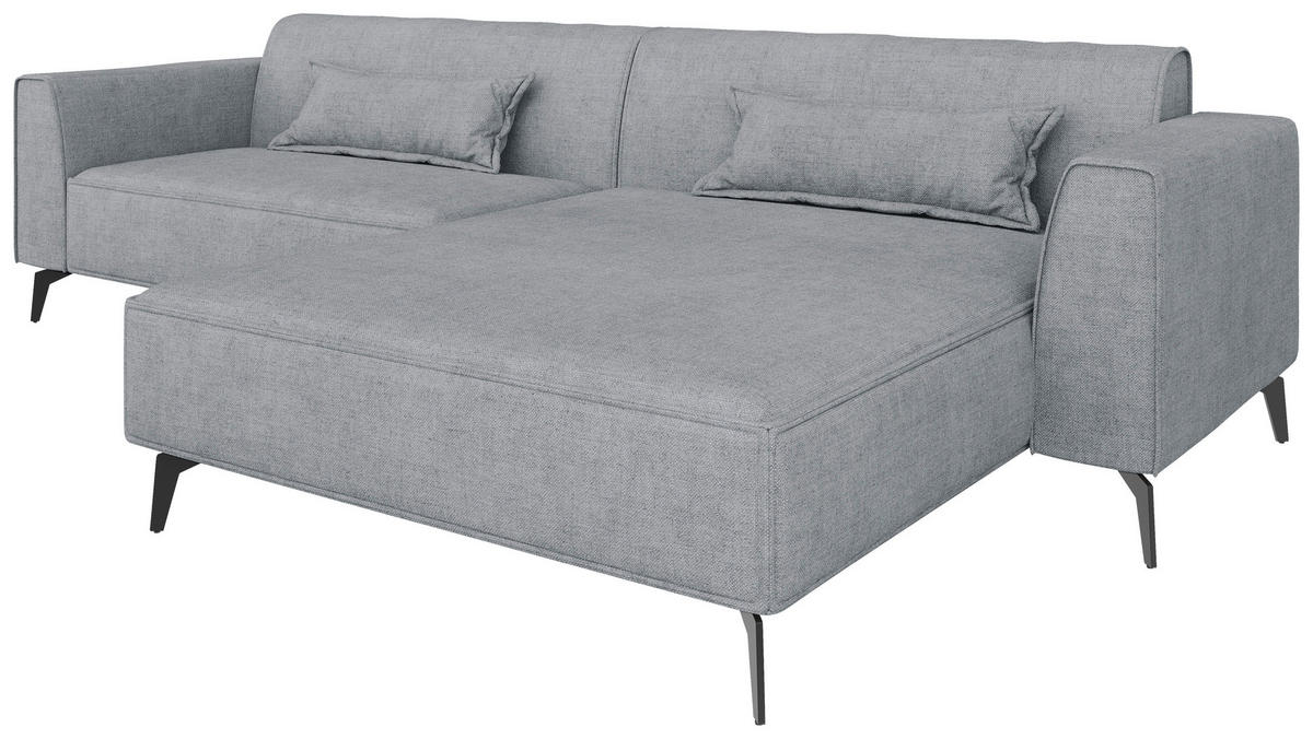 ECKSOFA Chenille Grau  - Hellbraun/Schwarz, Modern, Textil/Metall (300/190cm) - Carryhome