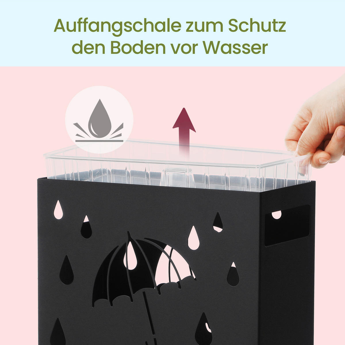 SCHIRMSTÄNDER Metall Schwarz  - Schwarz, Basics, Metall (28,5/41/12,2cm)