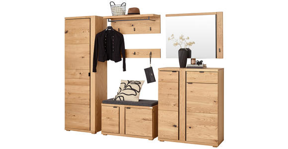 GARDEROBE 6-teilig  in 271/196/38 cm  - Wildeiche, Natur, Glas/Holz (271/196/38cm) - Linea Natura