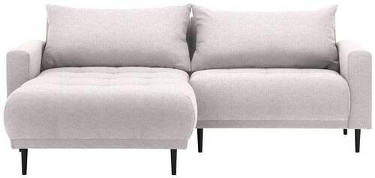 ECKSOFA in Flachgewebe Beige  160/215 cm  - Beige/Schwarz, Design, Holz/Textil (160/215cm) - Stylife