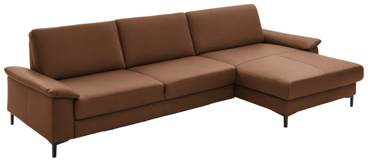 ECKSOFA in Echtleder Braun  - Schwarz/Braun, Design, Leder/Metall (334/176cm) - Dieter Knoll