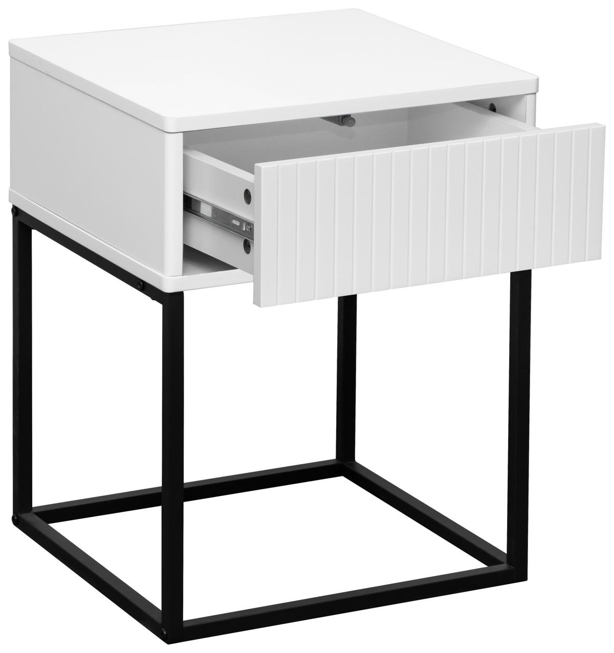 NACHTTISCH 40/52/38,5 cm  Schwarz, Weiss  - Weiss/Schwarz, Design, Holzwerkstoff/Metall (40/52/38,5cm) - Carryhome