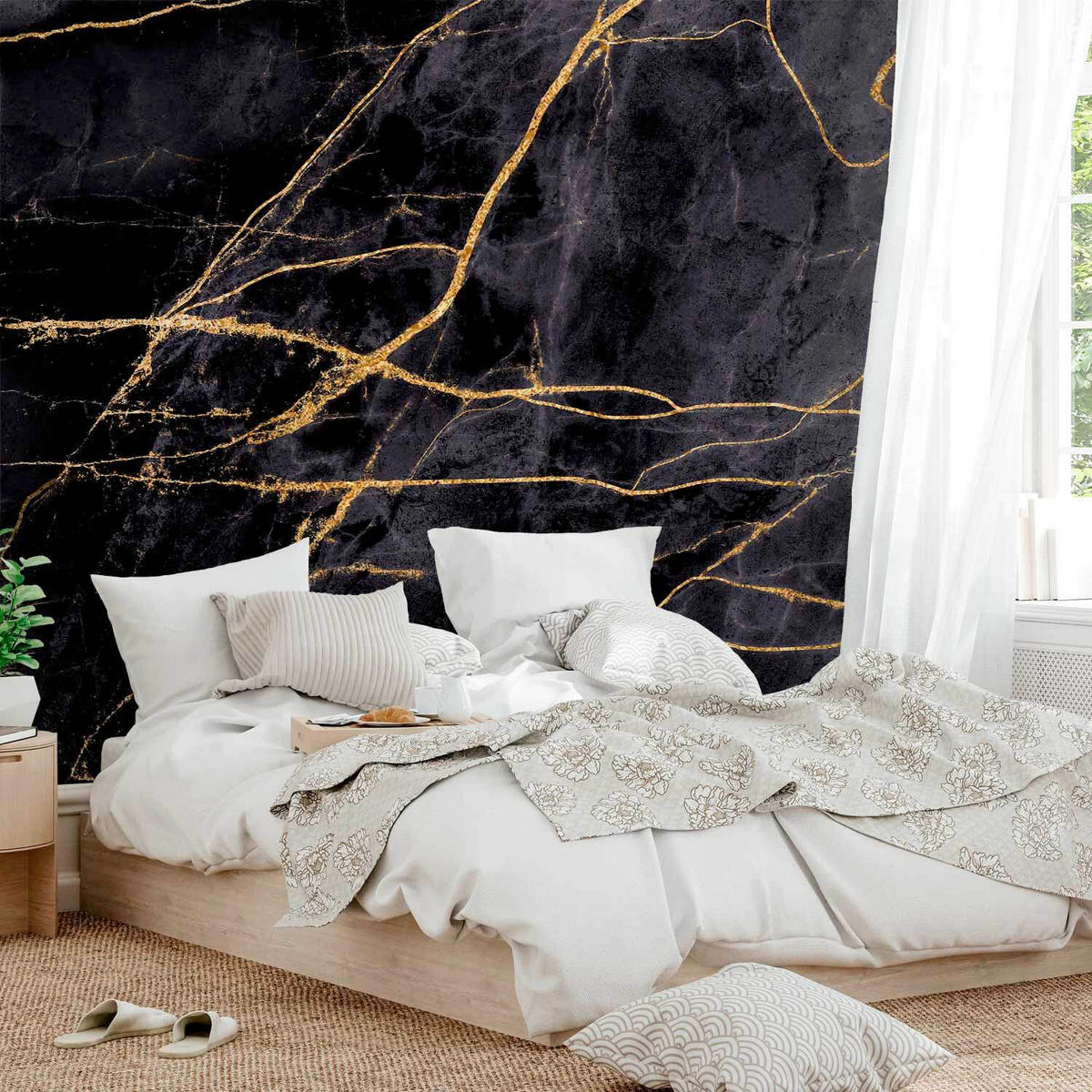 FOTOTAPETE  - Schwarz/Honig, LIFESTYLE, Textil (450/315cm) - artgeist