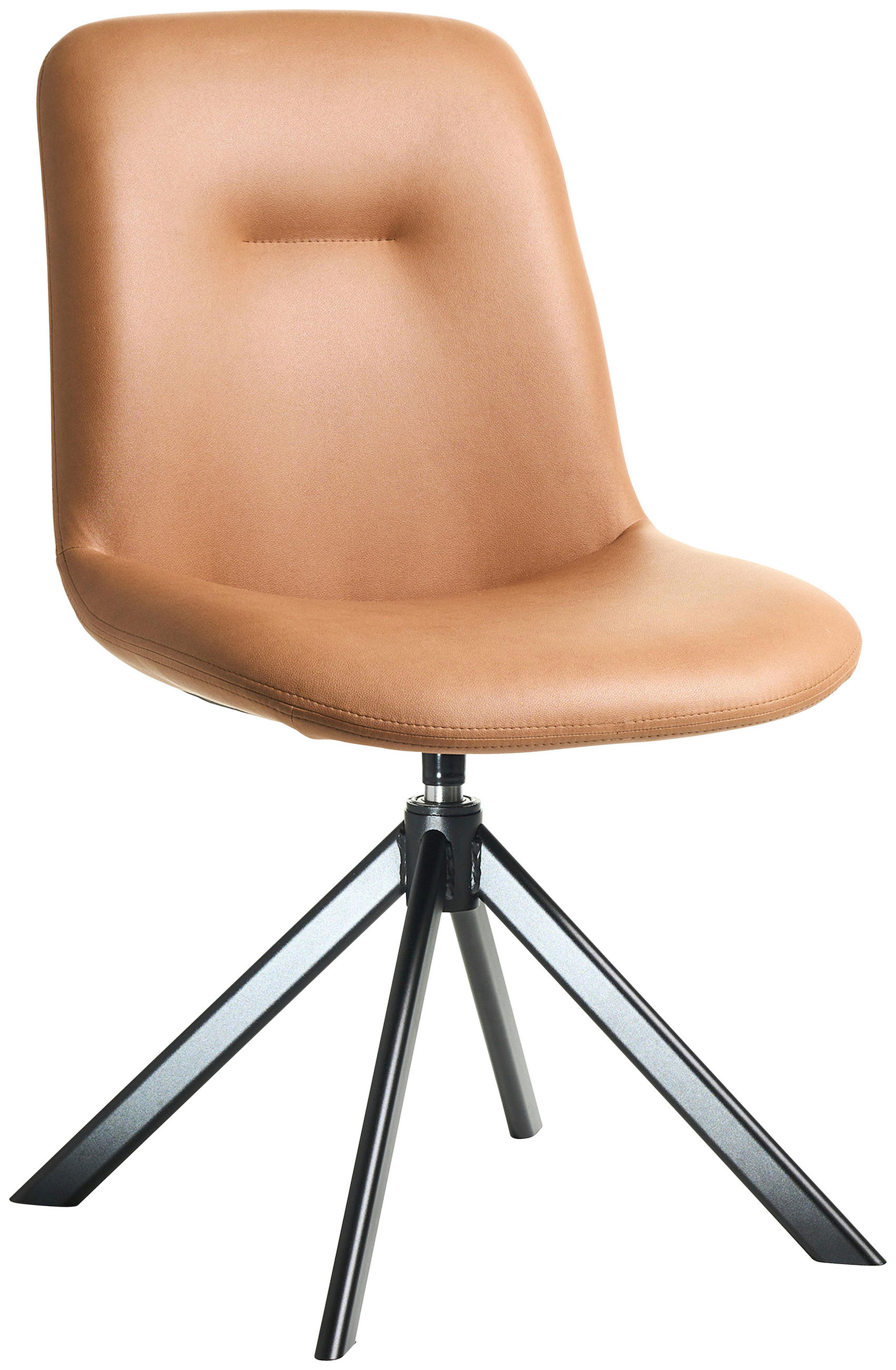 STUHL Lederlook (vegan) Schwarz, Cognac  - Cognac/Schwarz, Basics, Textil/Metall (51/89/61cm) - Celina Home