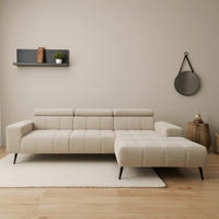 ECKSOFA TRENTO Creme Mikrofaser  - Dunkelgrau/Creme, MODERN, Textil/Metall (287/175cm) - MID.YOU
