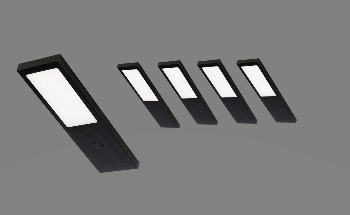 UNTERBAULEUCHTEN-SET 5/0,7/17 cm   - Schwarz, Basics, Metall (5/0,7/17cm)