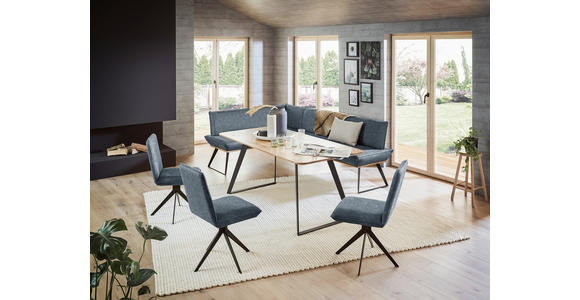 ECKBANK 243/163 cm in Anthrazit, Schwarz, Eichefarben - Eichefarben/Anthrazit, Design, Holz/Textil (243/163cm) - Voleo