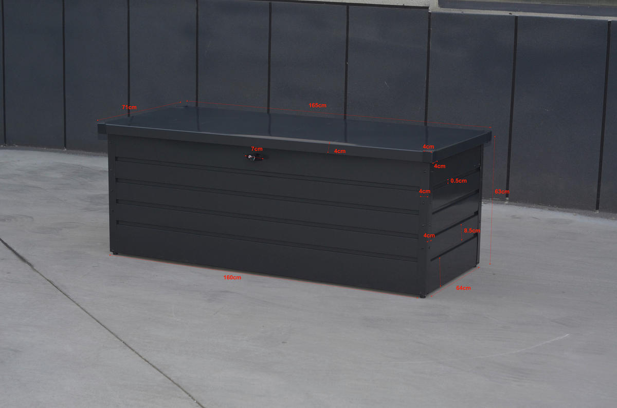 KISSENBOX 165/63/71 cm  - Anthrazit, MODERN, Metall (165/63/71cm) - Beldano