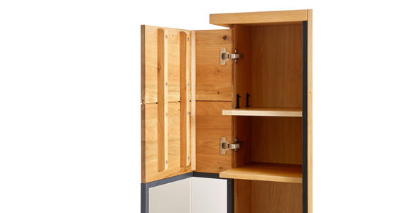 VITRINE Eiche furniert, massiv Anthrazit, Eichefarben - Eichefarben/Anthrazit, KONVENTIONELL, Glas/Holz (88/196/38cm) - Linea Natura