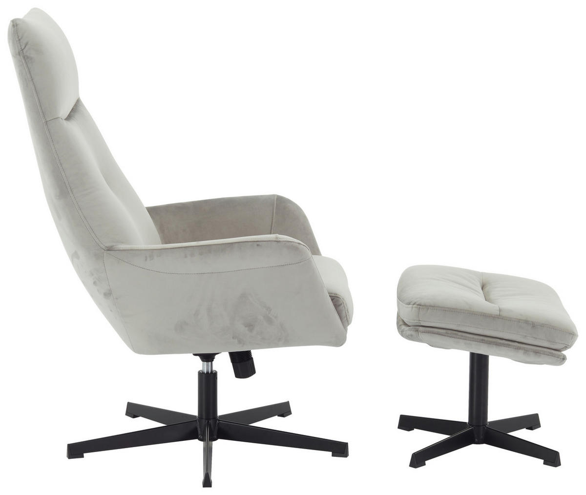RELAXSESSELSET in Metall, Textil Grau, Schwarz  - Schwarz/Grau, Design, Textil/Metall (74/108/84cm) - Hom`in