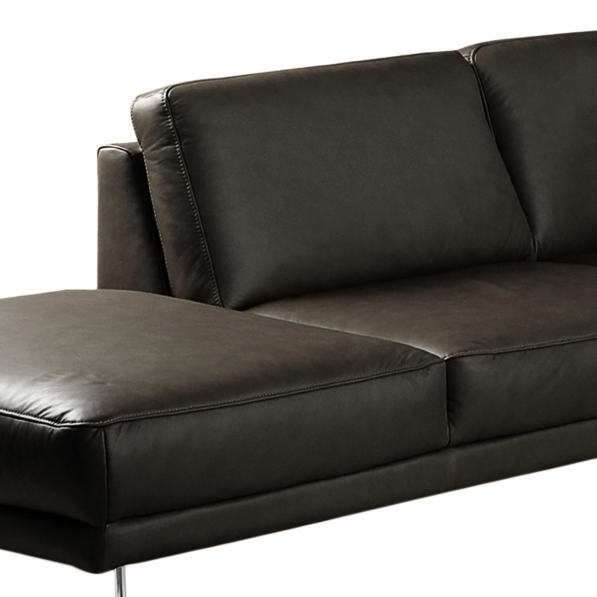 ECKSOFA in Echtleder Schwarz  - Chromfarben/Schwarz, Design, Leder/Metall (250/273cm) - Livetastic
