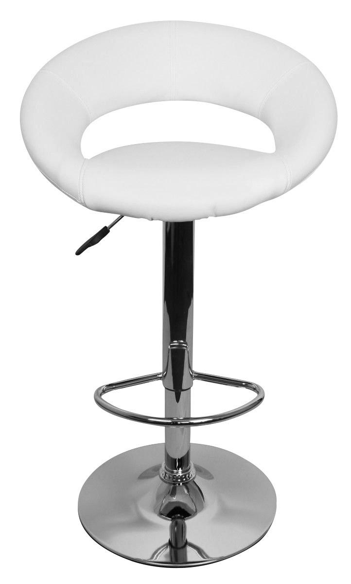 BARHOCKER Lederlook Weiß Sitzfläche 360° drehbar, abwischbar  - Chromfarben/Weiß, MODERN, Textil/Metall (54,5/102/49,5cm) - MID.YOU