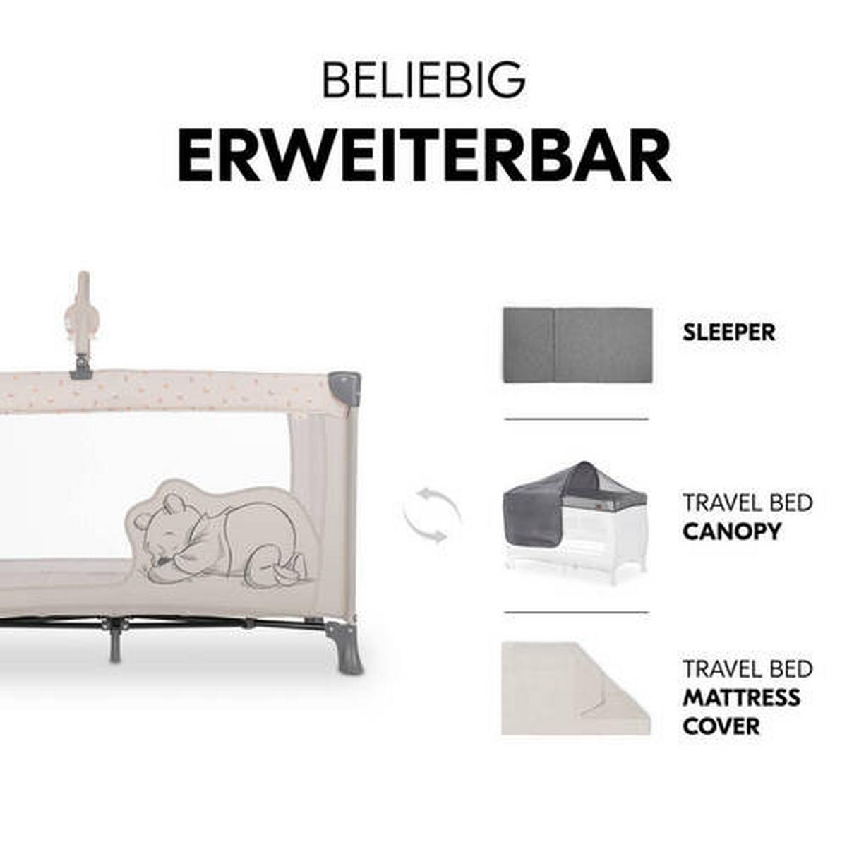 REISEBETT Dream N Play Go Disney   - Beige/Grau, Basics, Kunststoff/Textil (65/106.5/125cm) - Hauck