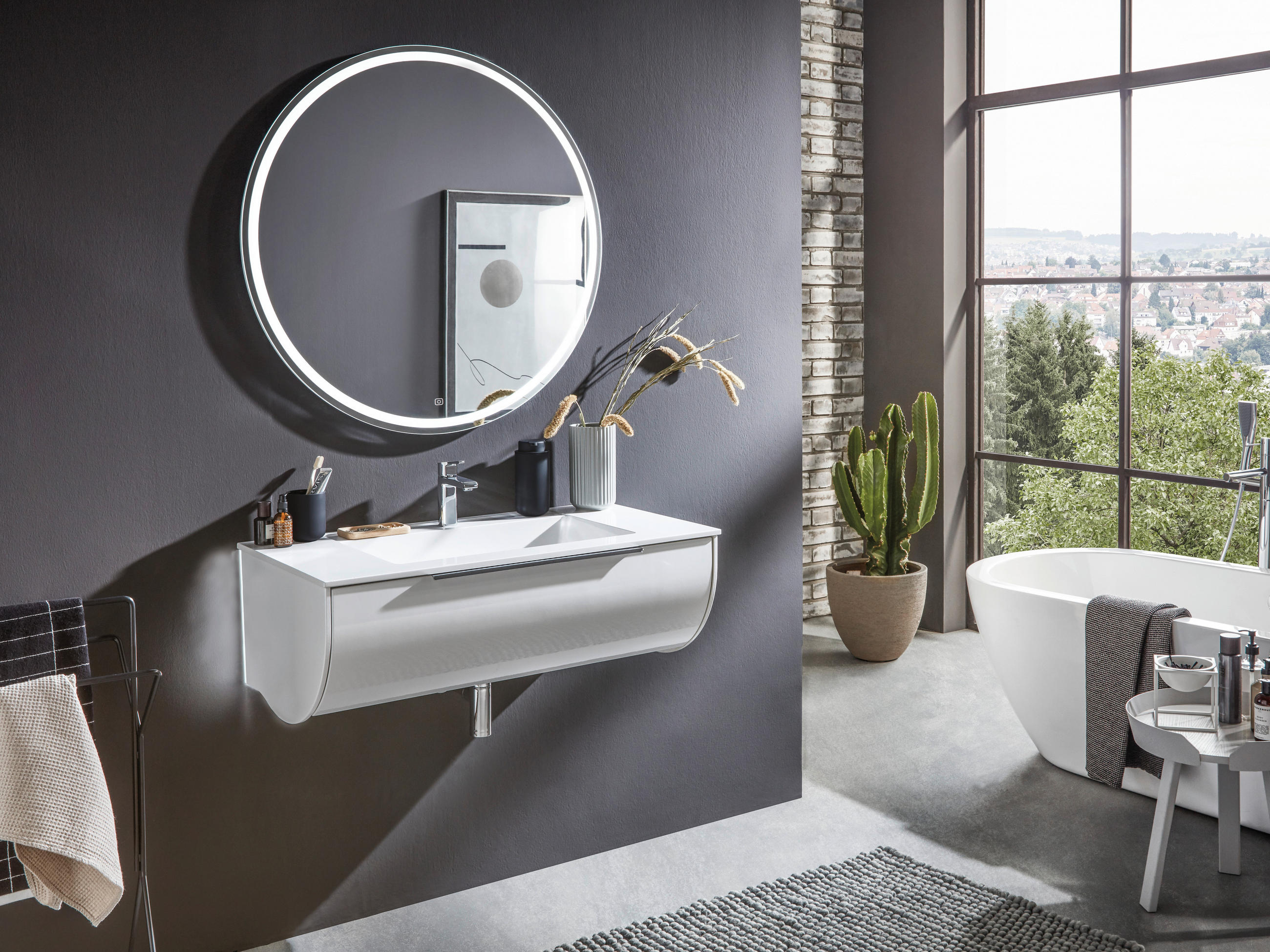 BADEZIMMER in 93,2 cm - Weiß, MODERN, Glas/Holzwerkstoff (93,2cm) - Novel