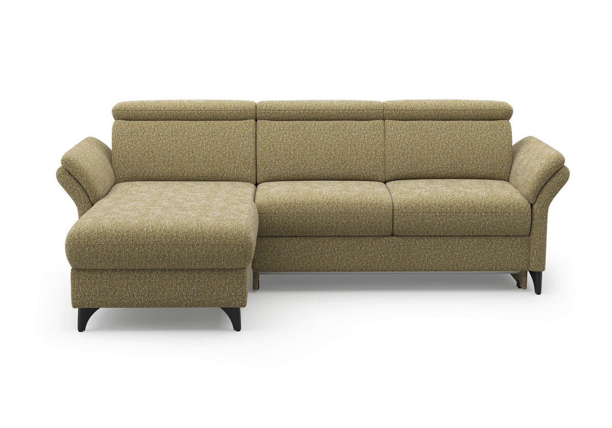 ECKSOFA GLENDALE E in Chenille Olivgrün  166/253 cm  - Schwarz/Olivgrün, KONVENTIONELL, Textil/Metall (166/253cm) - Sit & More