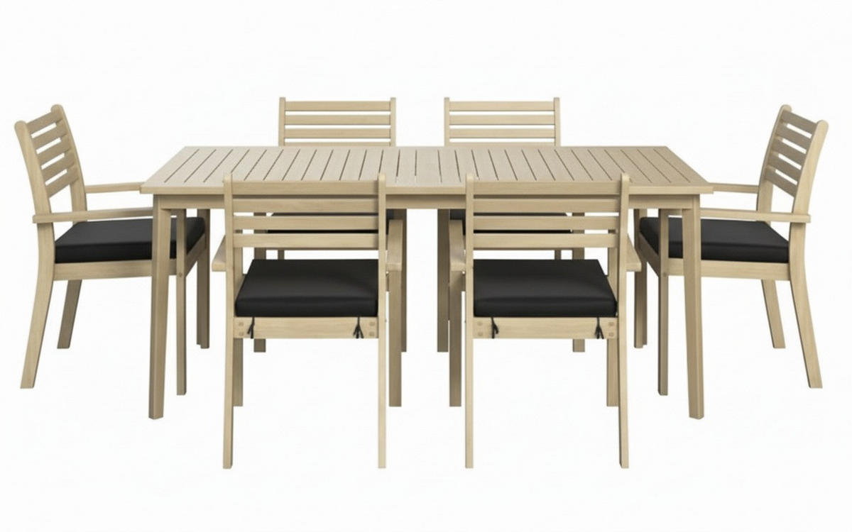 GARTENTISCHGRUPPE   - Teakfarben, Natur, Holz/Kunststoff (160/75/90cm) - Ambia Garden