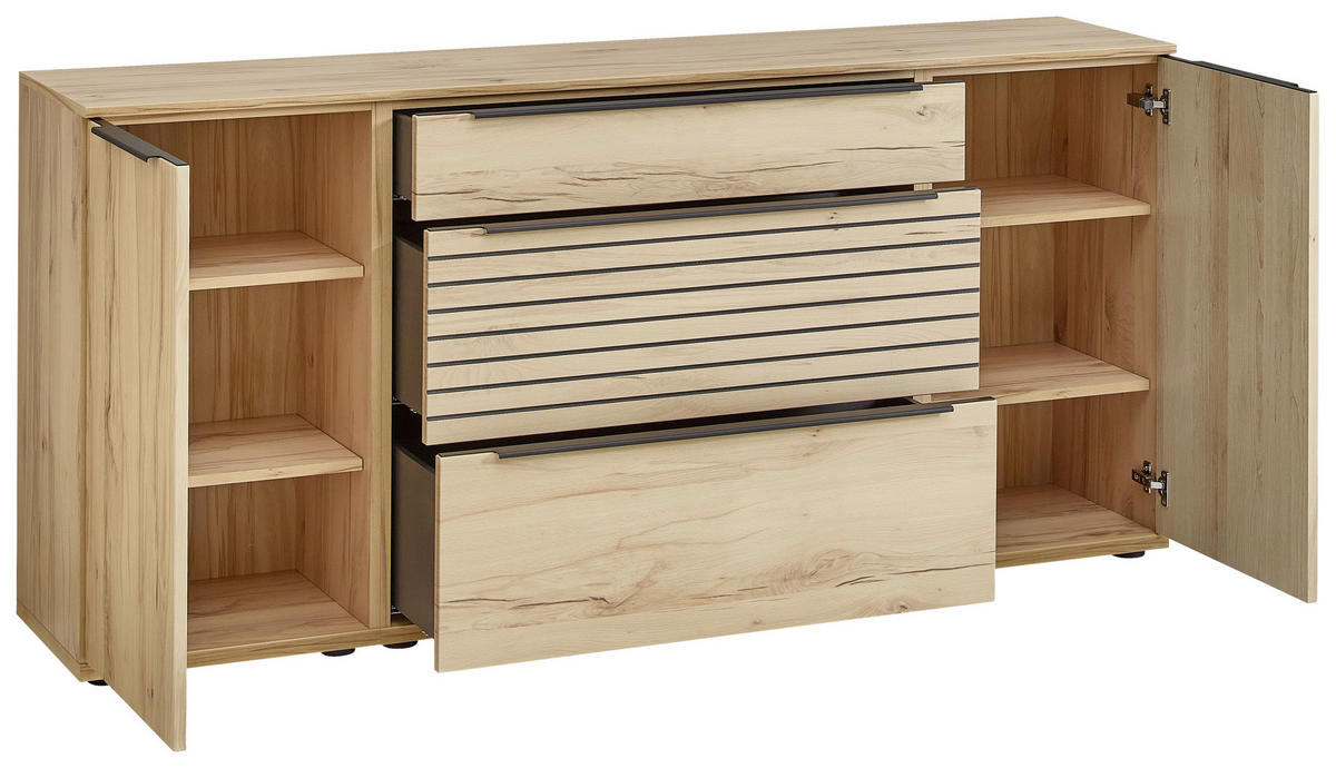 SIDEBOARD Buchefarben  180/85/40 cm  - Buchefarben/Schwarz, KONVENTIONELL, Holzwerkstoff/Kunststoff (180/85/40cm) - Venda