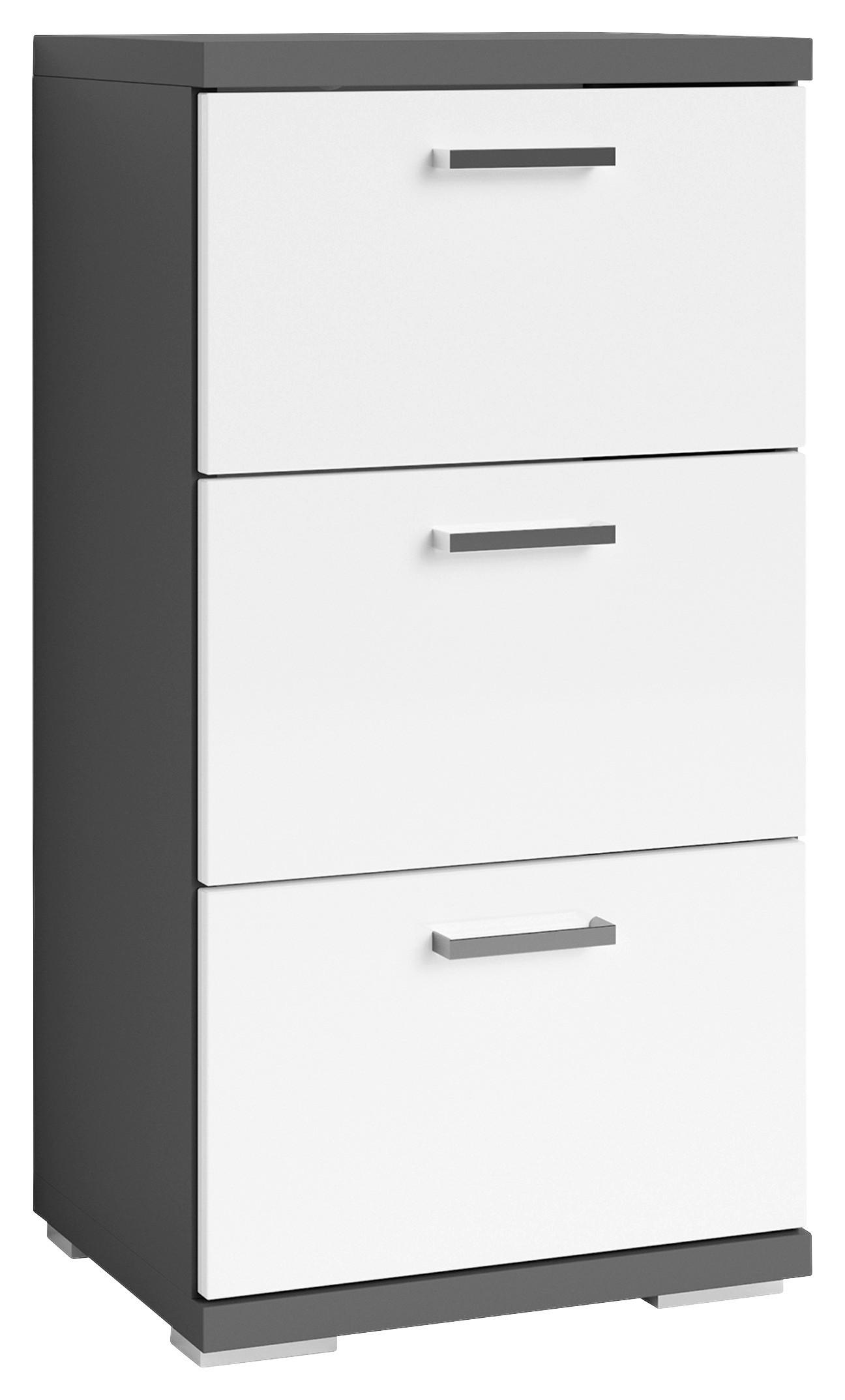 UNTERSCHRANK 35,5/74/31,5 cm   - Chromfarben/Weiß Hochglanz, MODERN, Holzwerkstoff/Metall (35,5/74/31,5cm) - MID.YOU