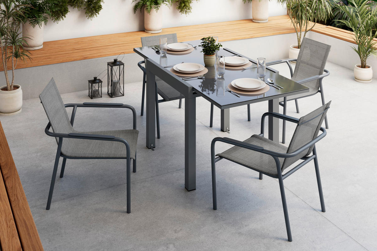 BALKONTISCH  - Beige, MODERN, Glas/Metall (160/80/75/80cm) - Ambia Garden