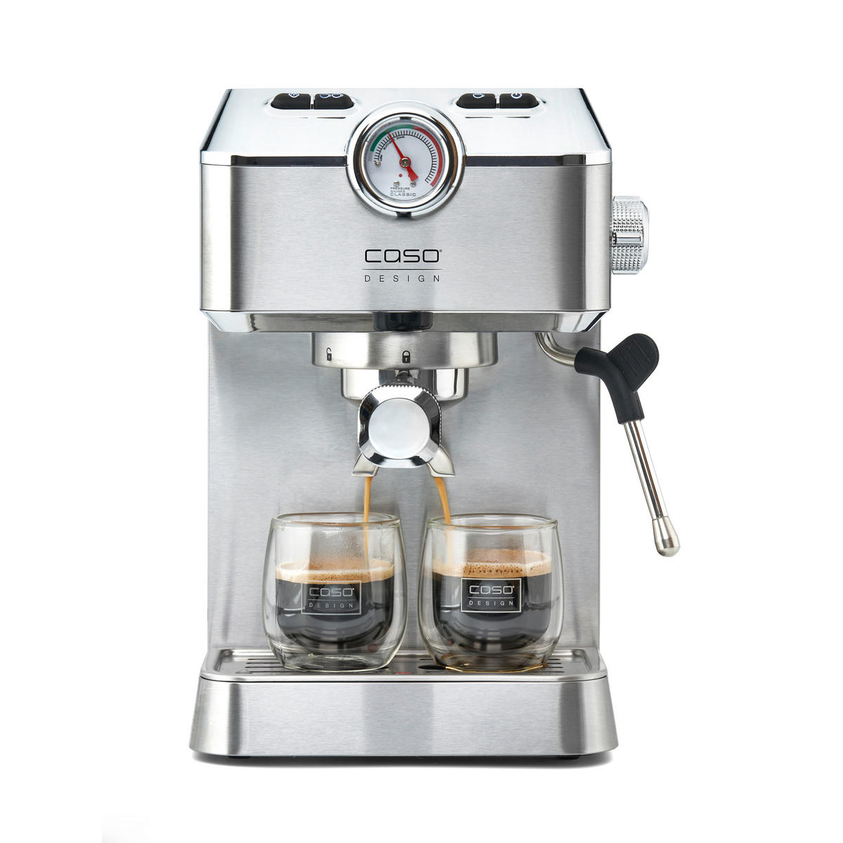 ESPRESSOMASCHINE  - Edelstahlfarben/Schwarz, Basics (19,5/30,5/25,5cm) - CASO Design