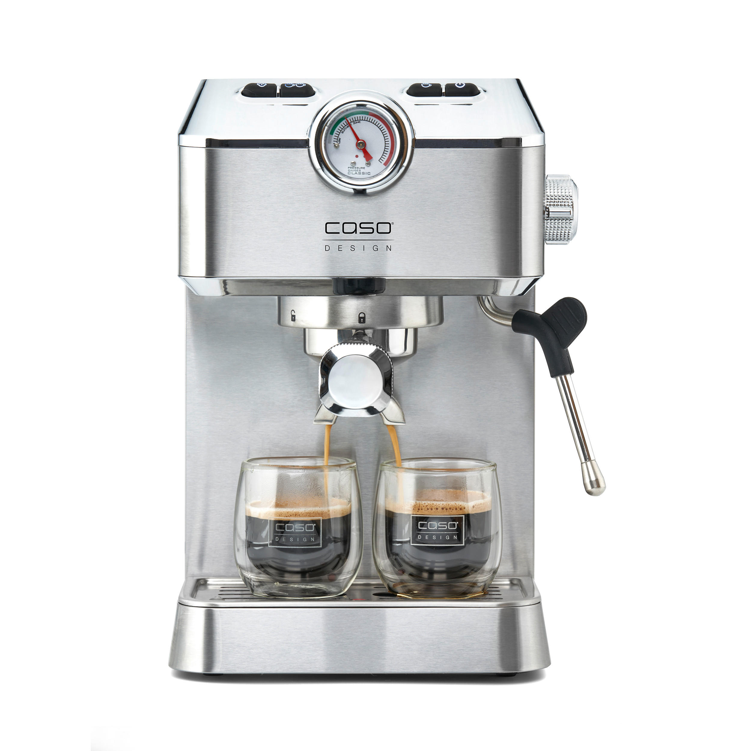 Thumbnail - Caso Design Espressomaschine, Schwarz, Edelstahl, 19.5x30.5x25.5 cm, CE, Küchengeräte, Kaffeemaschinen & Zubehör