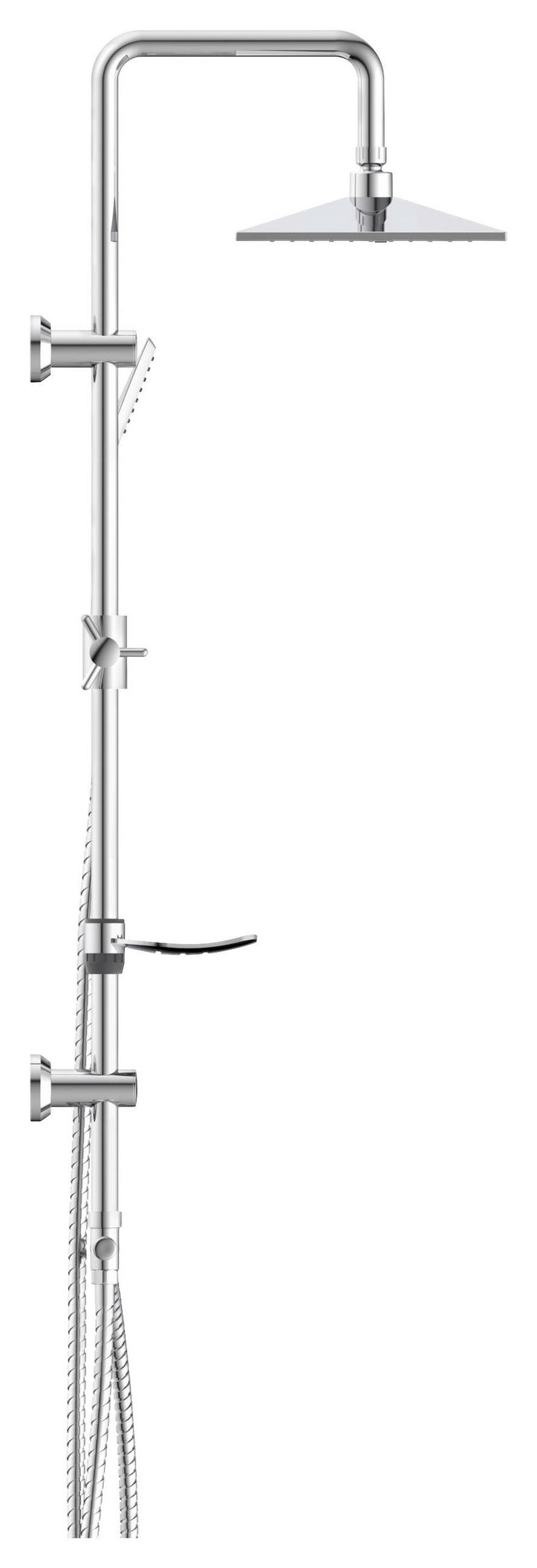 ÜBERKOPFBRAUSESET  - Chromfarben, Basics, Kunststoff/Metall (2,2/105/34cm)