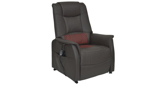 FERNSEHSESSEL  mit Relaxfunktion, Aufstehhilfe Kombination Echtleder/Lederlook Lederlook Braun  - Schwarz/Braun, KONVENTIONELL, Kunststoff/Textil (77/109-85/87-158cm) - Cantus