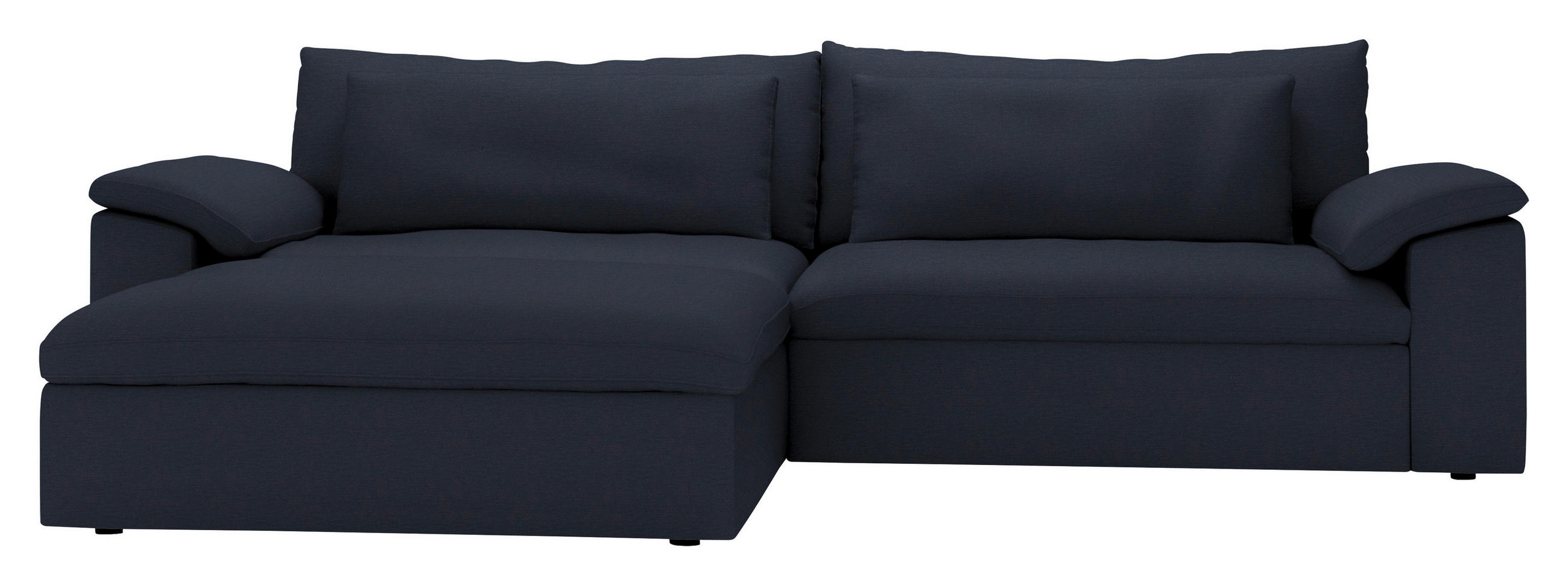 ECKSOFA  Chenille Dunkelblau  - Schwarz/Dunkelblau, Modern, Kunststoff/Textil (198/306cm) - Carryhome