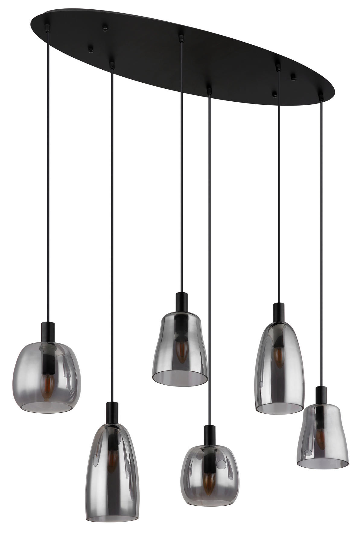 HÄNGELEUCHTE 97/32,5/130 cm   - Schwarz, Design, Glas/Metall (97/32,5/130cm) - Globo