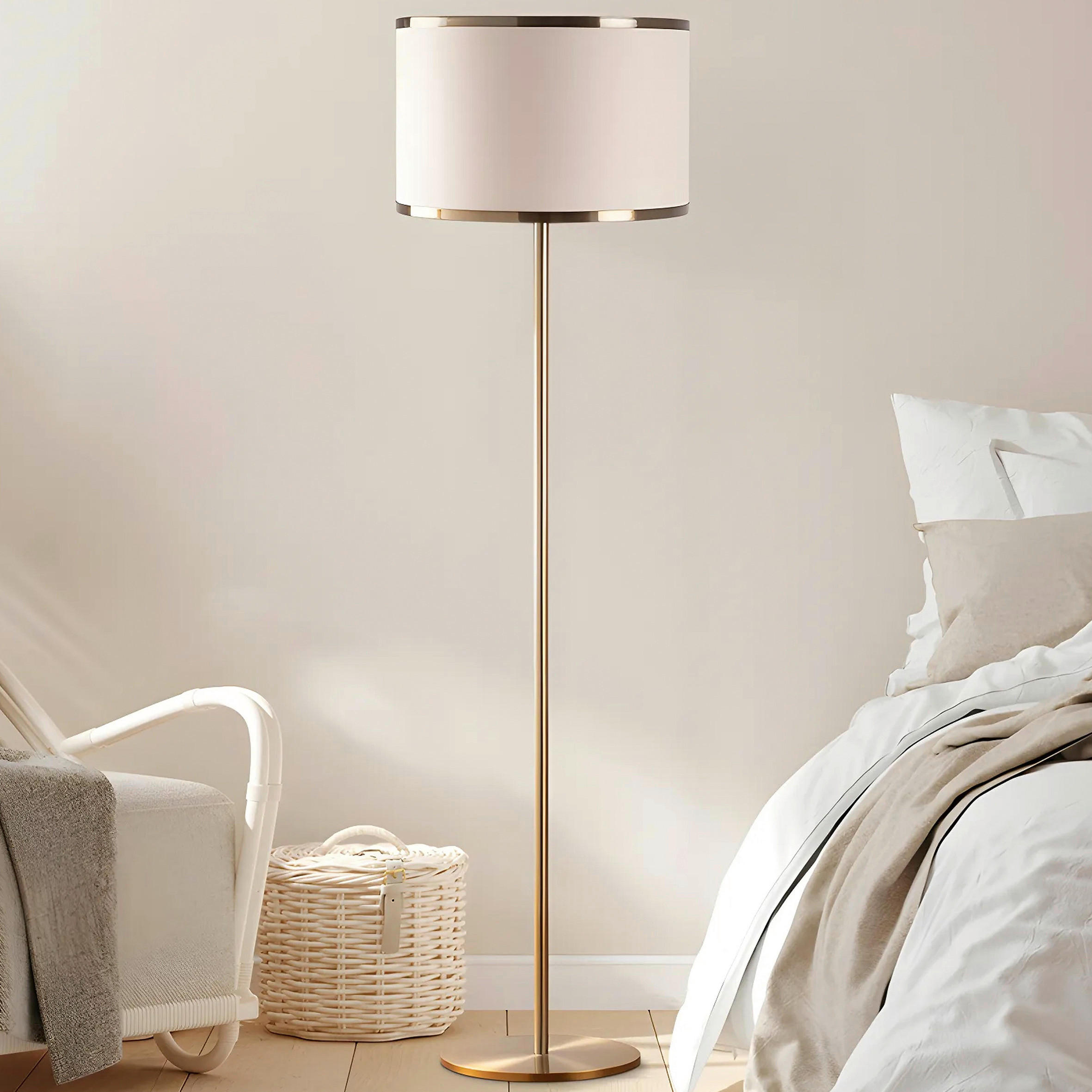 STEHLEUCHTE 40/156 cm    - Creme/Bronzefarben, Design, Glas/Metall (40/156cm) - P & B