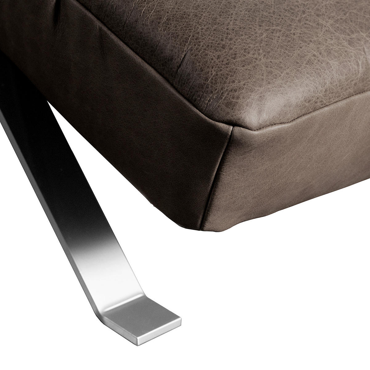 RELAXLIEGE in Echtleder Fango  - Fango/Silberfarben, Design, Leder/Metall (65/65-95/171cm) - Livetastic