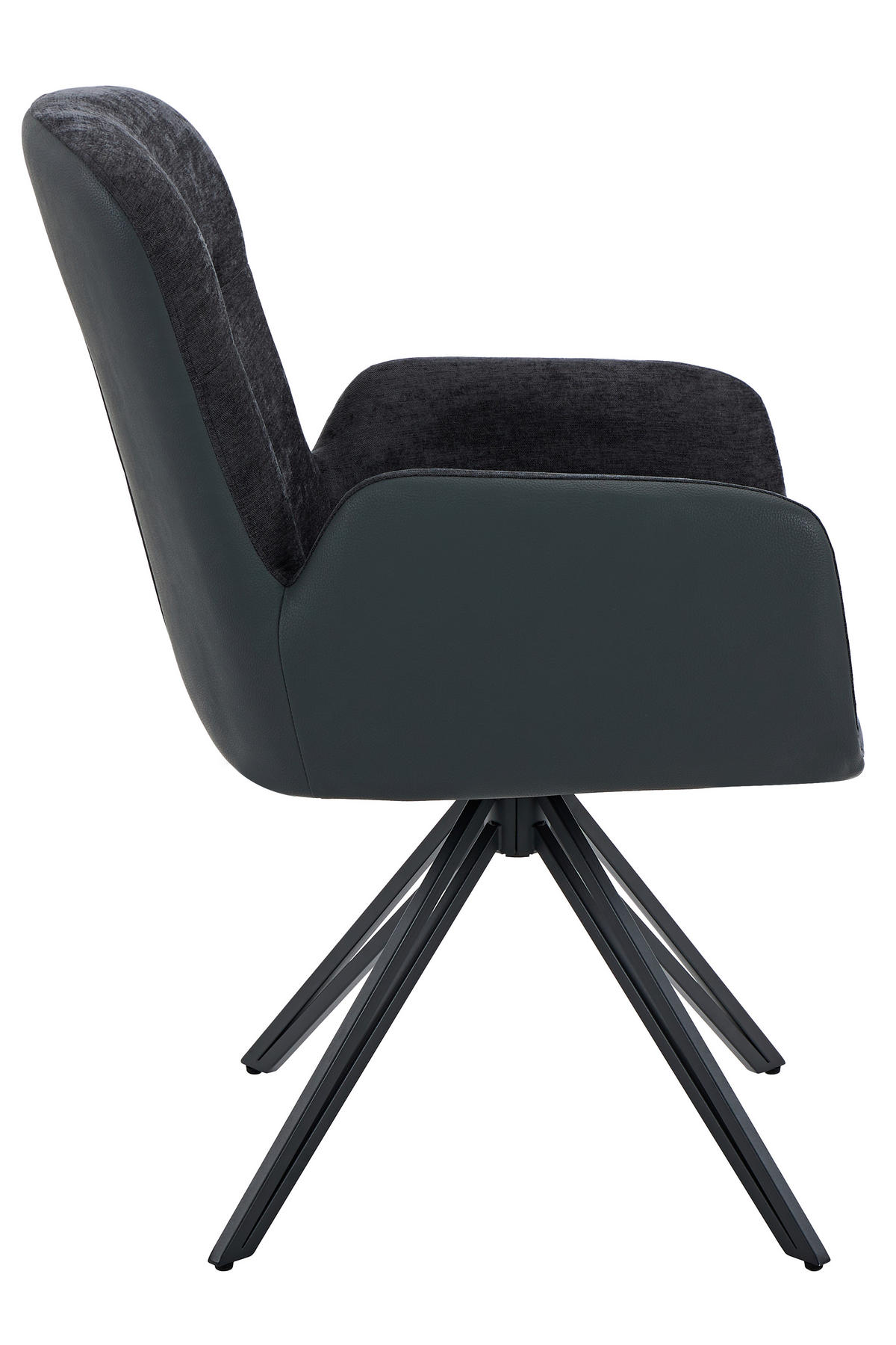 ARMLEHNSTUHL-SET 2 Stück  in Stahl Lederlook, Webstoff  - Schwarz, MODERN, Textil/Metall (57/91/67,5cm) - MID.YOU