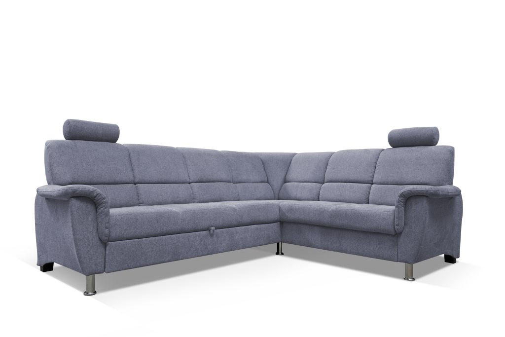 ECKSOFA in Webstoff Blaugrau  - Silberfarben/Blaugrau, Design, Holz/Kunststoff (270/216cm) - Livetastic