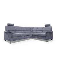 ECKSOFA Blaugrau Webstoff  - Silberfarben/Blaugrau, Design, Holz/Kunststoff (270/216cm) - Livetastic