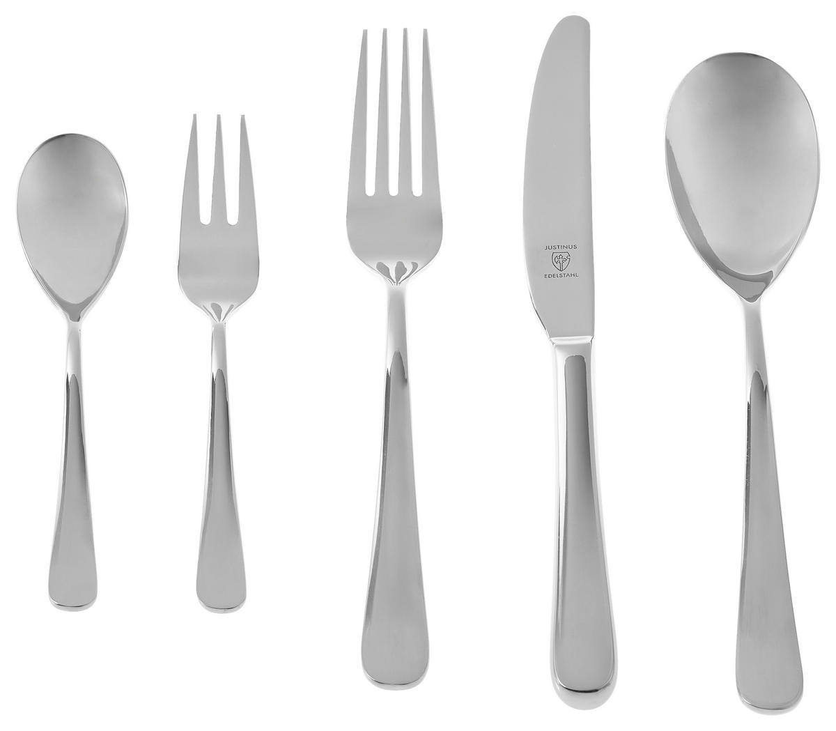 SADA PRÍBOROV, ušľachtilá oceľ, 30-dielne - strieborná, Basics, kov - Justinus